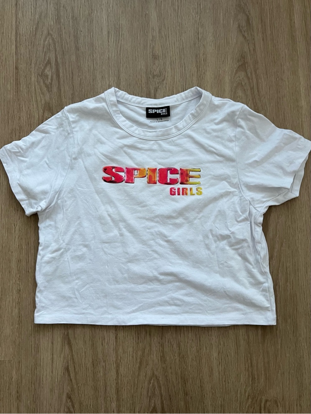 Spice Girls White Logo Crop Top - Short Sleeve Graphic Tee